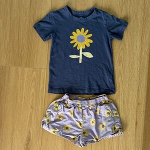 Primary Kids Matching Set - Blue and Purple with Yellow Sunflower